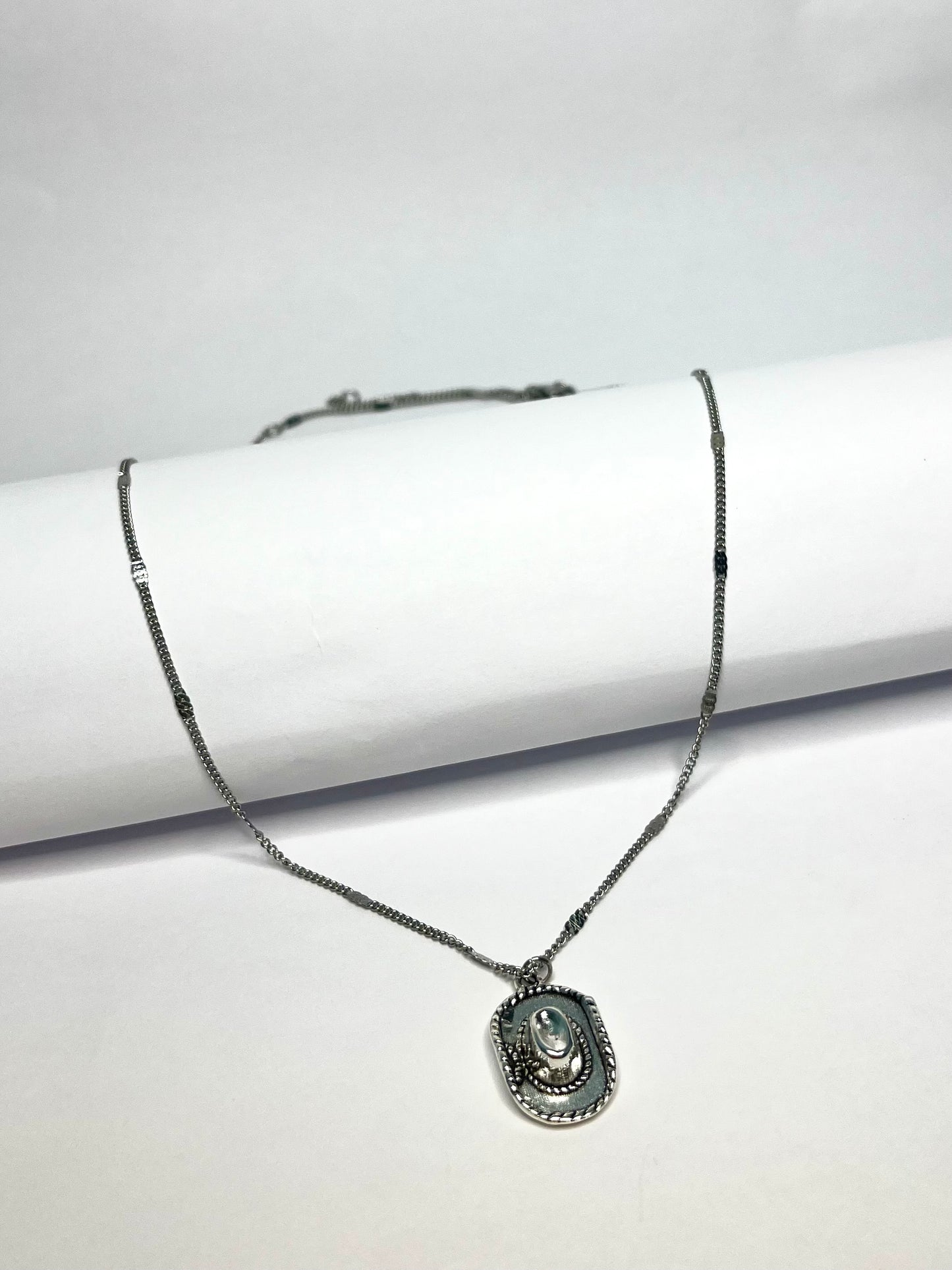 Stainless Steel Cowboy Hat Necklace