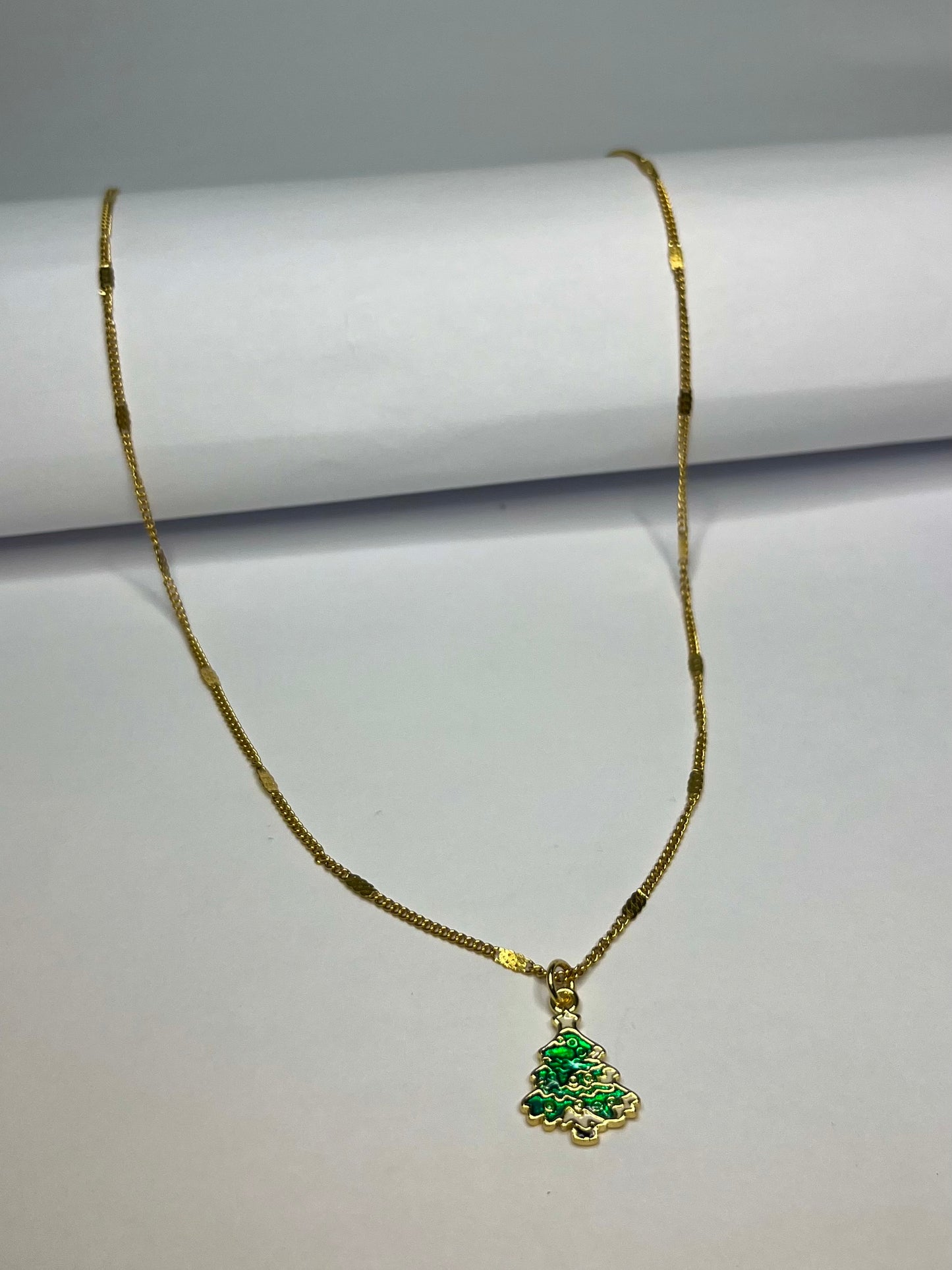 Dark Green Christmas Tree Necklace