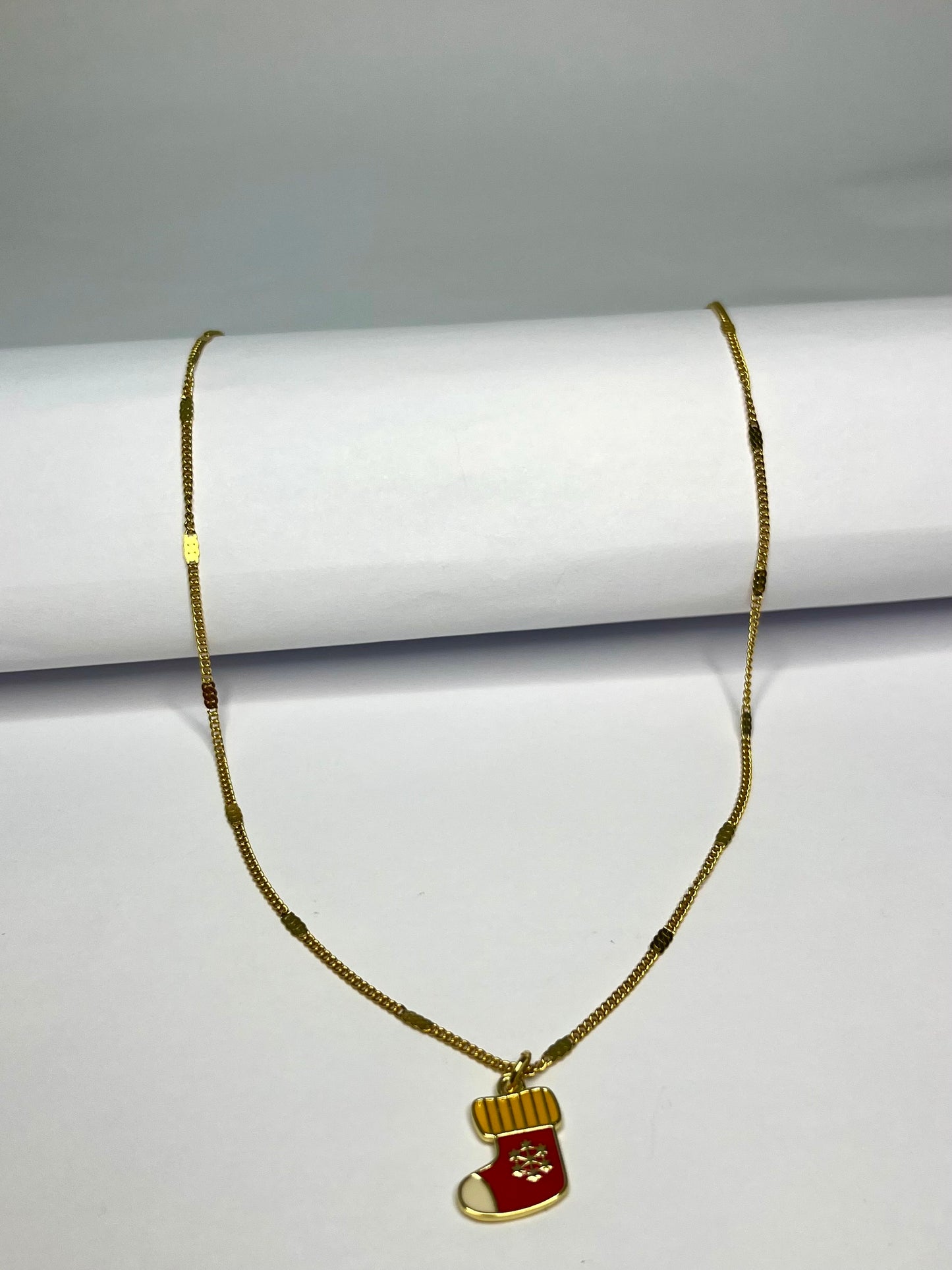 Christmas Stocking Gold Necklace