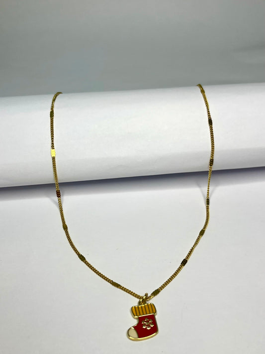 Christmas Stocking Gold Necklace