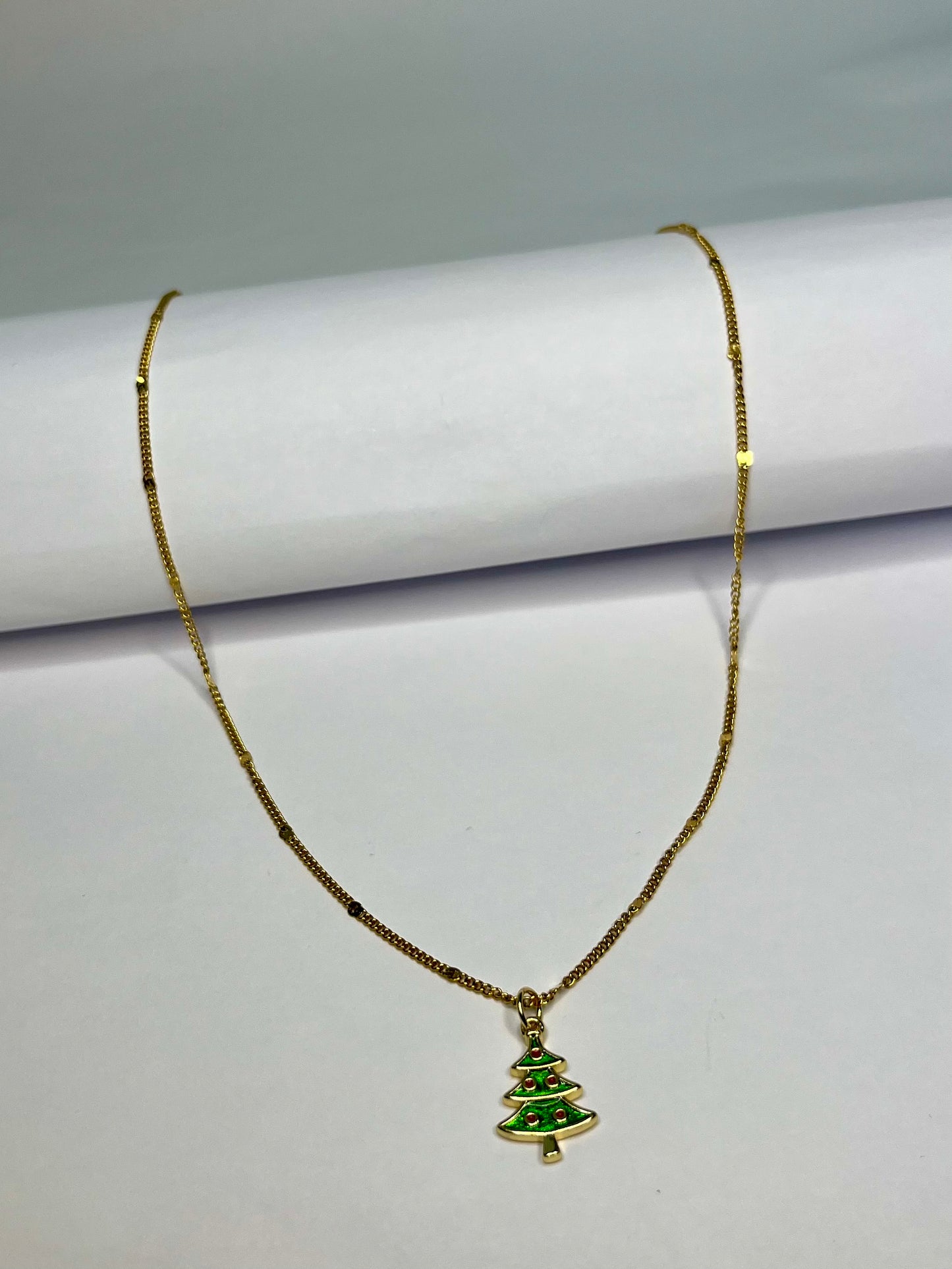 Light Green Christmas Tree Necklace