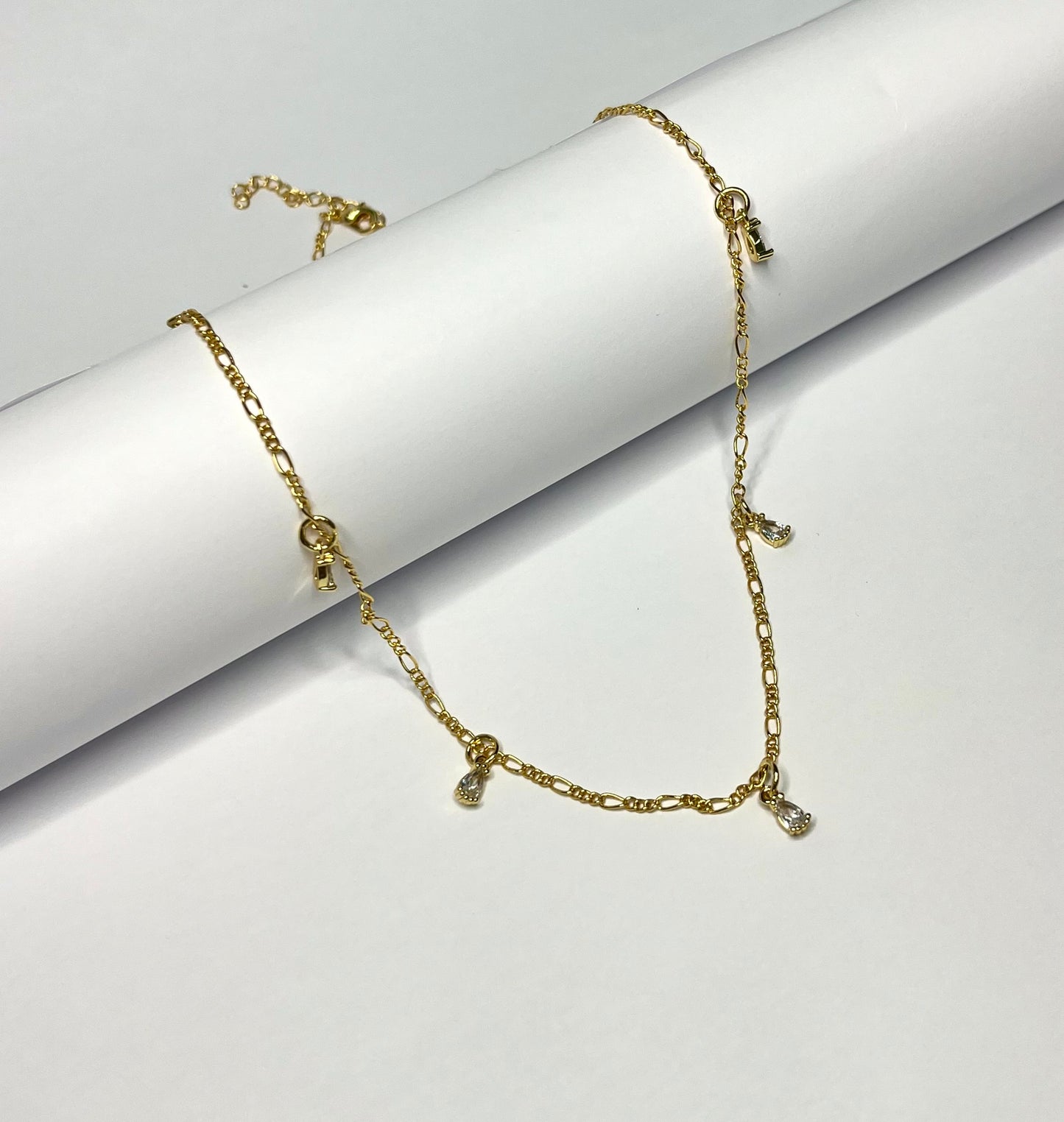 Multiple Teardrops Gold Necklace