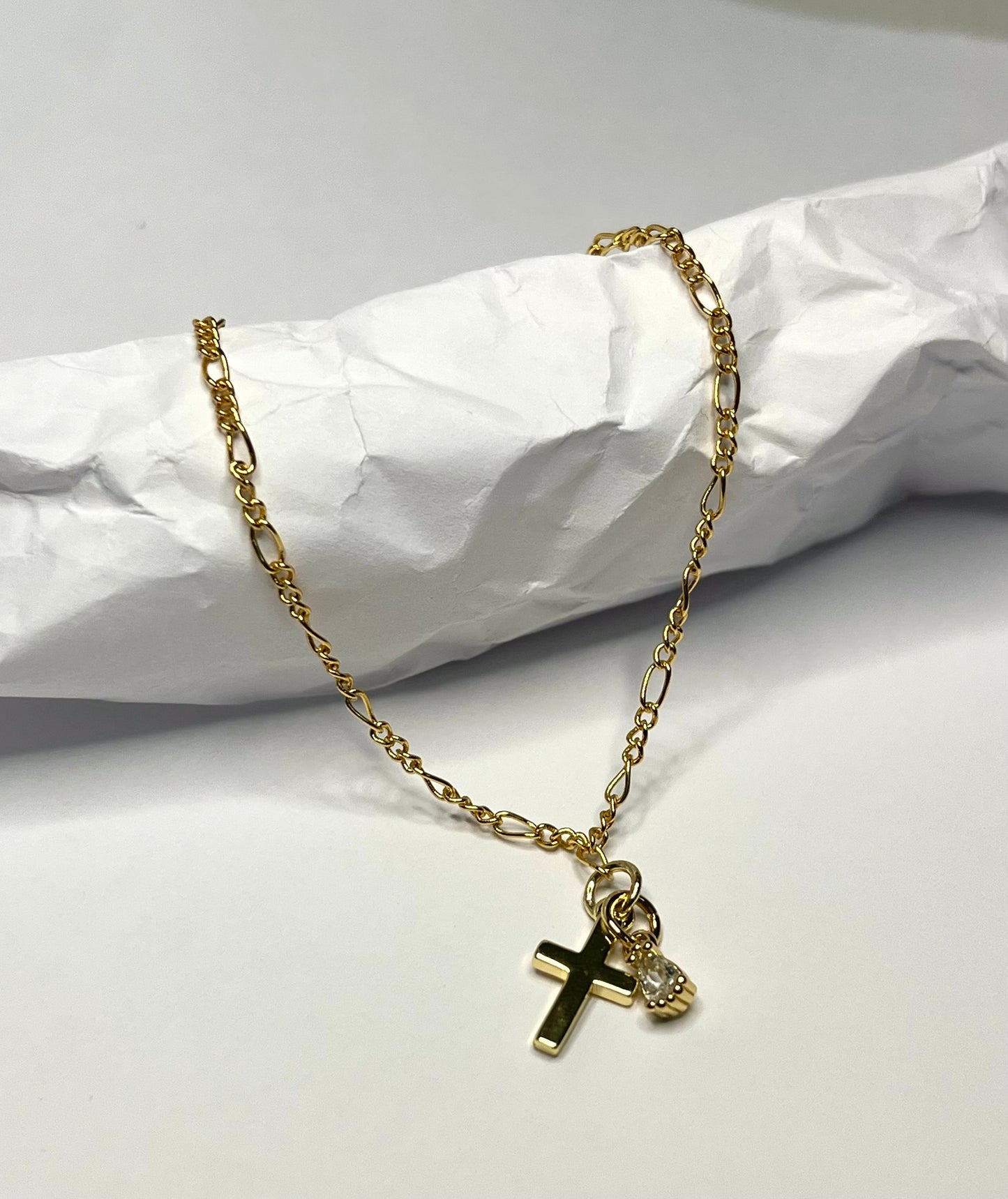 Gold Cross with Teardrop Bracelet