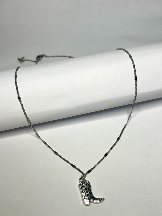 Stainless Steel Cowboy Boot Necklace