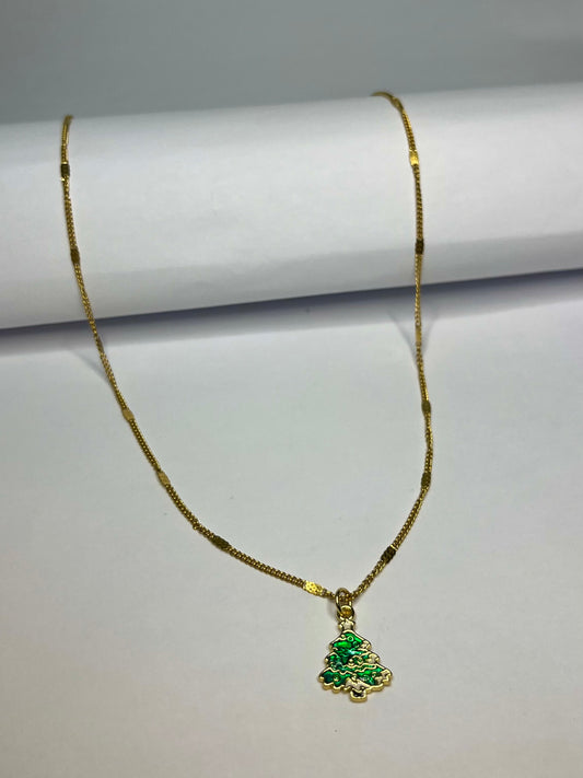 Dark Green Christmas Tree Necklace