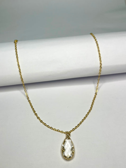 Glass Droplet Gold Necklace