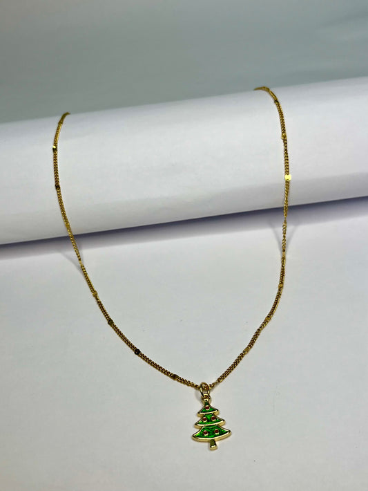 Light Green Christmas Tree Necklace
